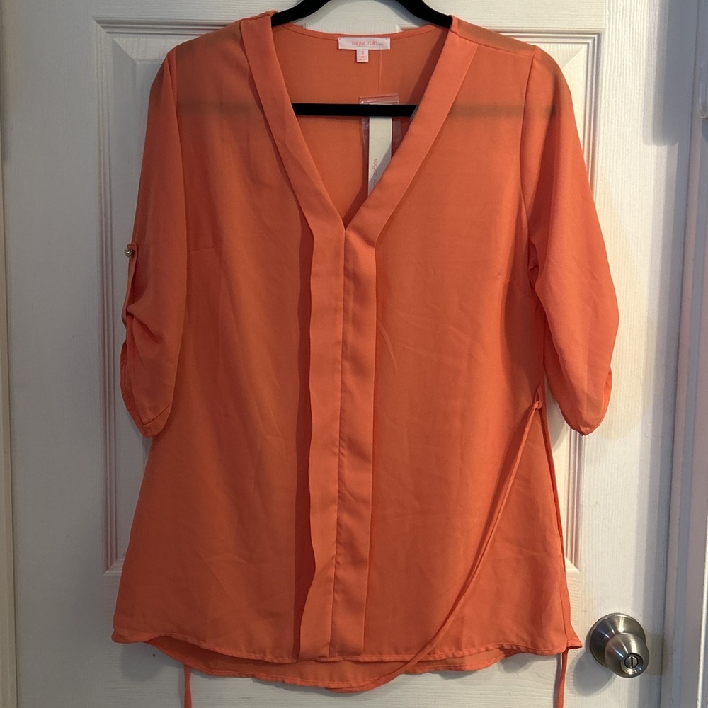 NWT! Sweet‎ Rain Pink Short Sleeve Blouse Size Small